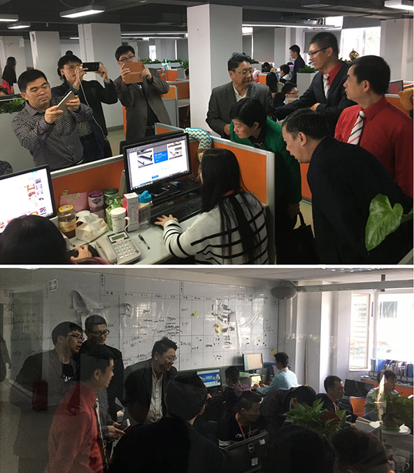 陳翼明副市長和賀州市政府考察團在牛商網項目制作部、產品研發部調研